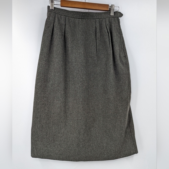 SAINT LAURENT Rive Gauche Wool Aline Skirt - Picture 1 of 5